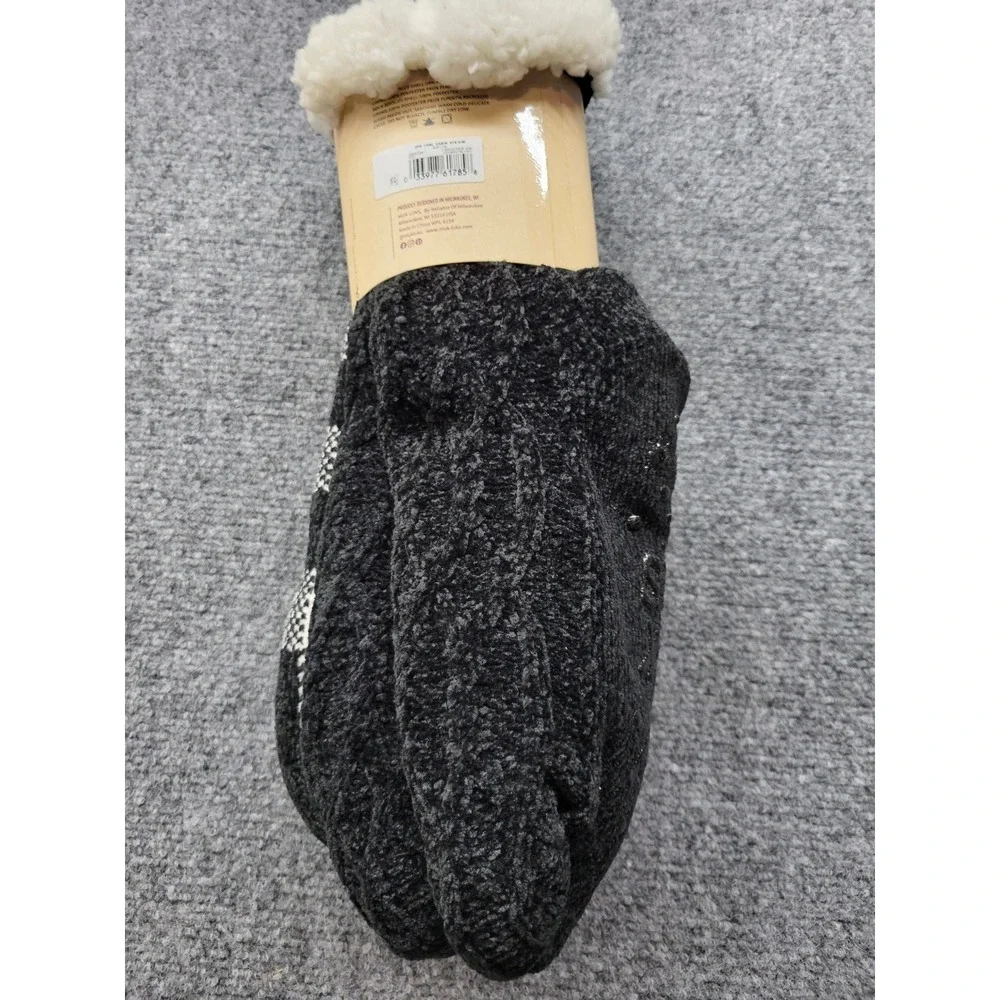 Muk Luks Cabin Socks 2 Pair Pack Buffalo Plaid Charcoal Grey S/M NEW